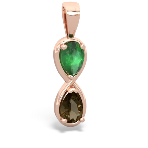 emerald-smoky quartz infinity pendant