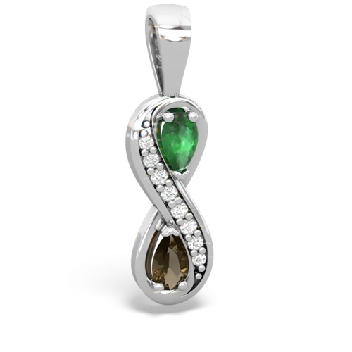 Emerald Genuine Emerald with Genuine Smoky Quartz Keepsake Infinity pendant Pendant