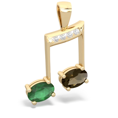 emerald-smoky quartz music notes pendant