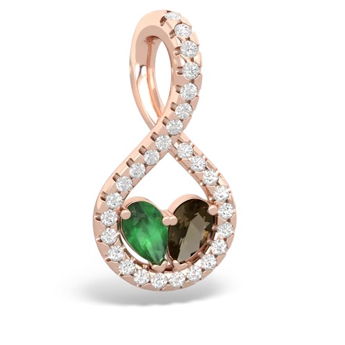emerald-smoky quartz pave twist pendant