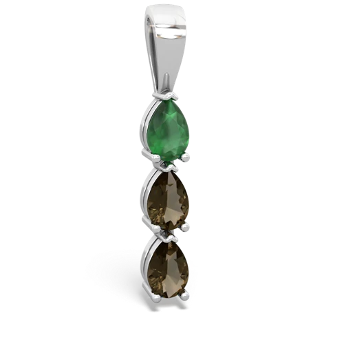 Emerald Genuine Emerald with Genuine Smoky Quartz and  Three Stone pendant Pendant