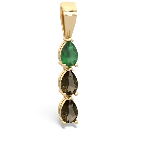 Emerald Genuine Emerald with Genuine Smoky Quartz and Genuine Emerald Three Stone pendant Pendant