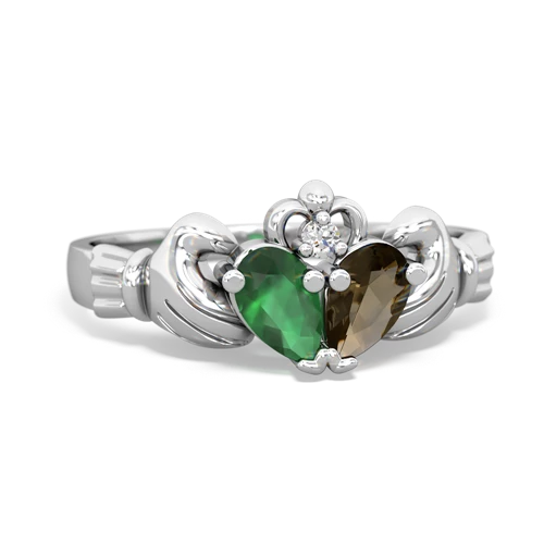 Emerald Genuine Emerald with Genuine Smoky Quartz Claddagh ring Ring