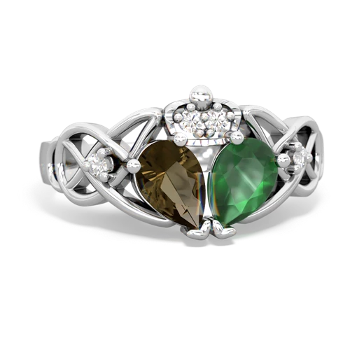 emerald-smoky quartz claddagh ring