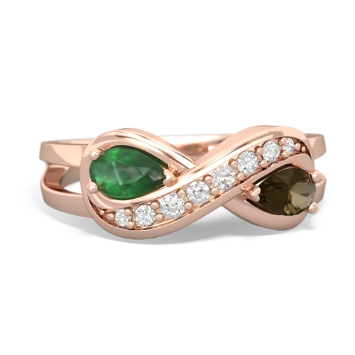 emerald-smoky quartz diamond infinity ring