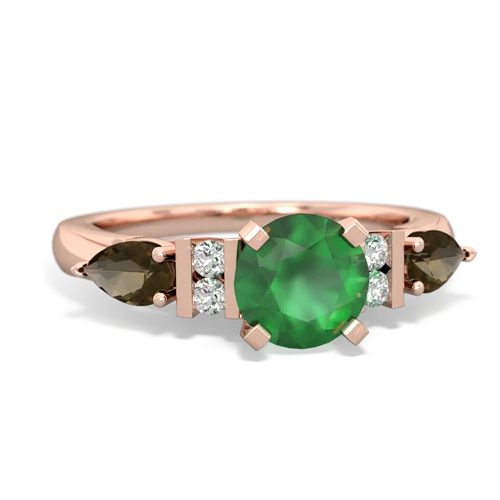 emerald-smoky quartz engagement ring