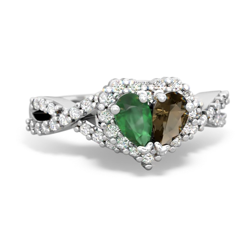 emerald-smoky quartz engagement ring