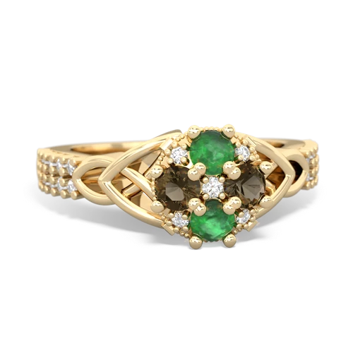 emerald-smoky quartz engagement ring