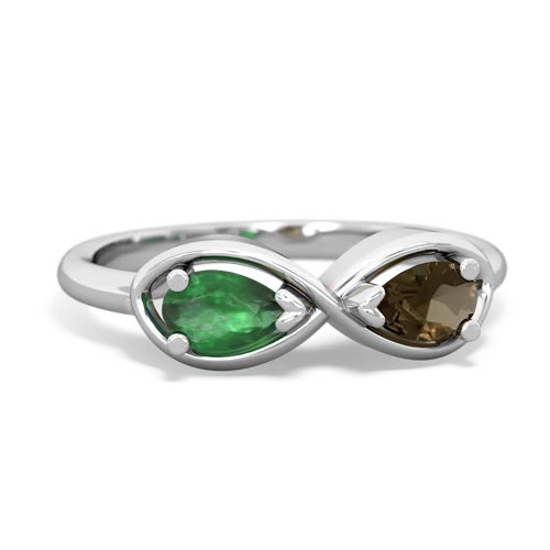 Emerald Genuine Emerald with Genuine Smoky Quartz Infinity ring Ring