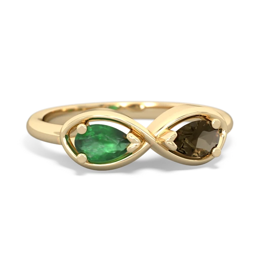 emerald-smoky quartz infinity ring