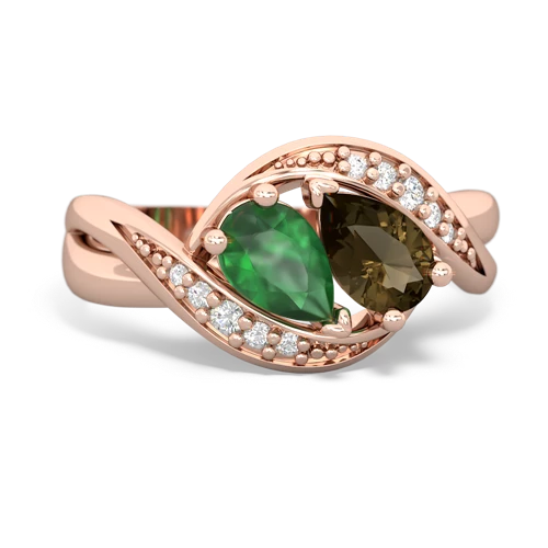 emerald-smoky quartz keepsake curls ring