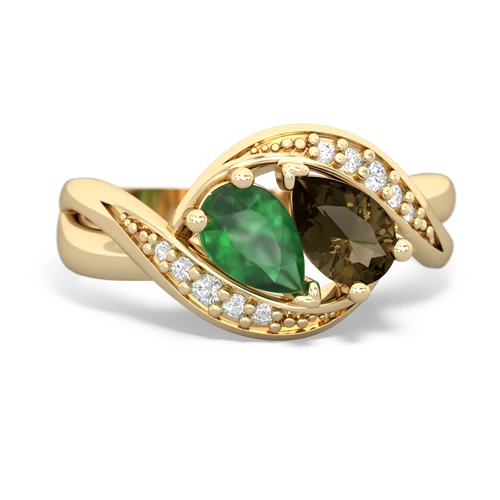 emerald-smoky quartz keepsake curls ring