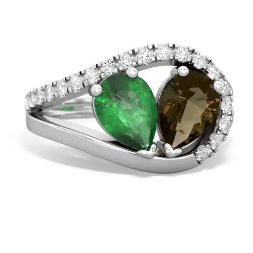 Emerald Genuine Emerald with Genuine Smoky Quartz Nestled Heart Keepsake ring Ring