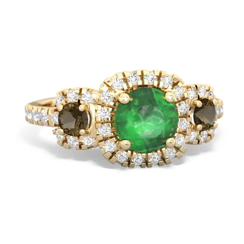 Emerald Genuine Emerald with Genuine Smoky Quartz and Genuine Emerald Regal Halo ring Ring