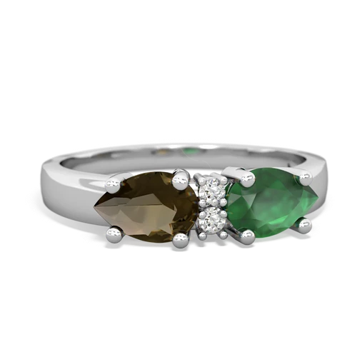Emerald Genuine Emerald with Genuine Smoky Quartz Pear Bowtie ring Ring