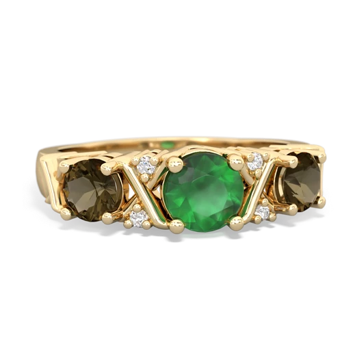Emerald Genuine Emerald with Genuine Smoky Quartz and Genuine Citrine Hugs and Kisses ring Ring