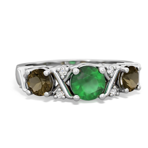 emerald-smoky quartz timeless ring