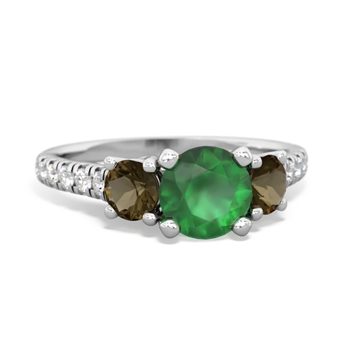 Emerald Genuine Emerald with Genuine Smoky Quartz and  Pave Trellis ring Ring