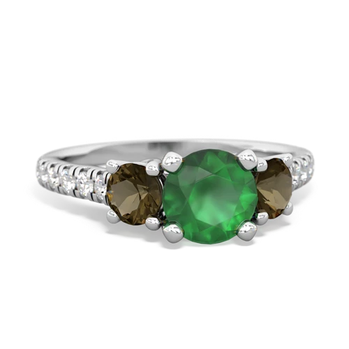 emerald-smoky quartz trellis pave ring