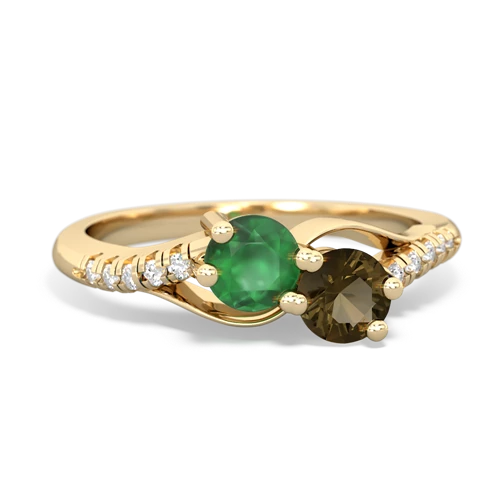 emerald-smoky quartz two stone infinity ring