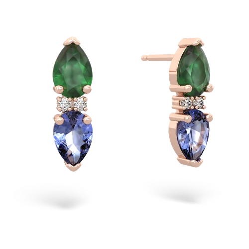 emerald-tanzanite bowtie earrings