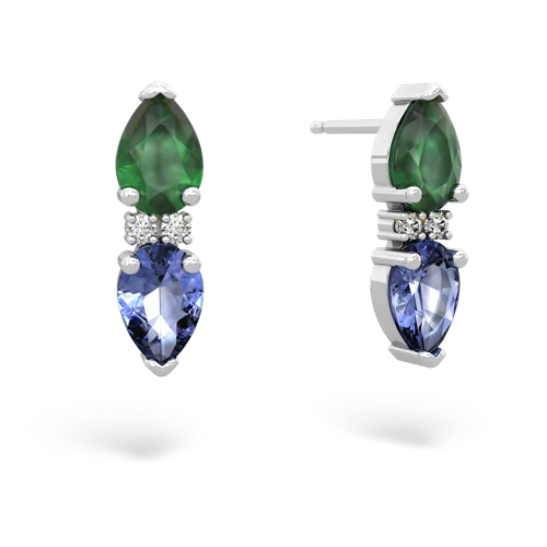 emerald-tanzanite bowtie earrings