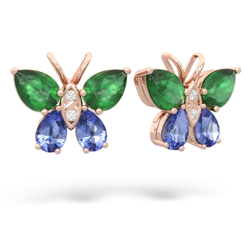 emerald-tanzanite butterfly earrings