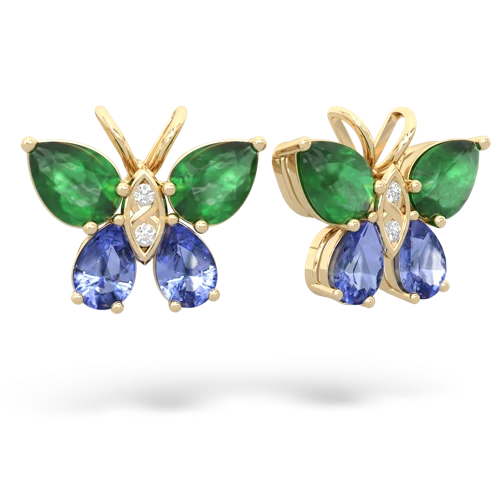 emerald-tanzanite butterfly earrings
