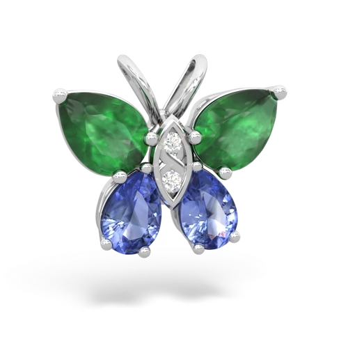 emerald-tanzanite butterfly pendant