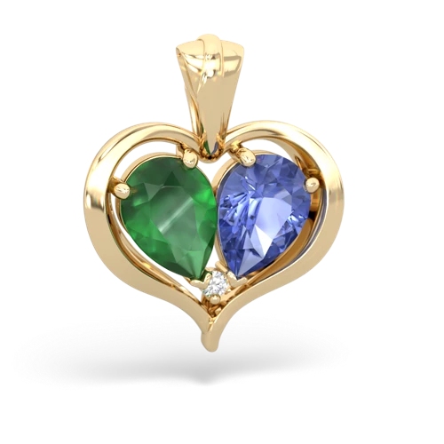 emerald-tanzanite half heart whole pendant