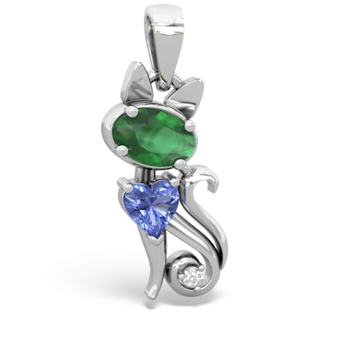 emerald-tanzanite kitten pendant