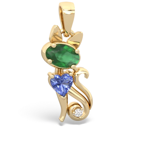 emerald-tanzanite kitten pendant