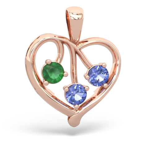 Emerald Genuine Emerald with Genuine Tanzanite and Genuine Garnet Glowing Heart pendant Pendant