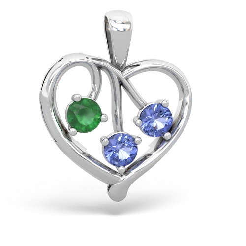 emerald-tanzanite love heart pendant