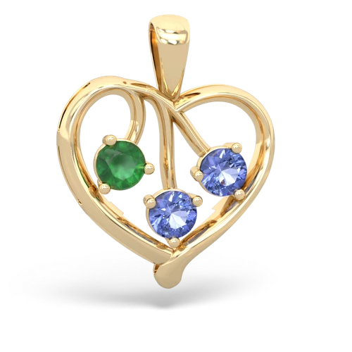emerald-tanzanite love heart pendant