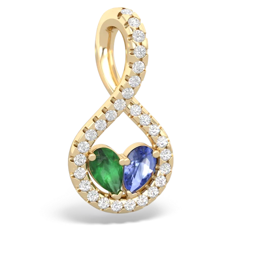 Emerald Genuine Emerald with Genuine Tanzanite PavÃ© Twist pendant Pendant