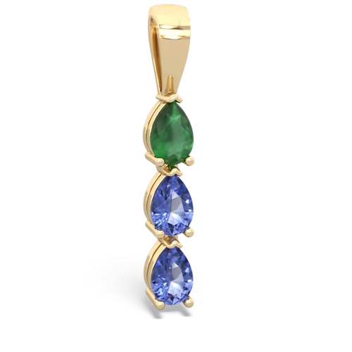 Emerald Genuine Emerald with Genuine Tanzanite and Genuine Tanzanite Three Stone pendant Pendant