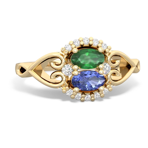 Emerald Genuine Emerald with Genuine Tanzanite Love Nest ring Ring