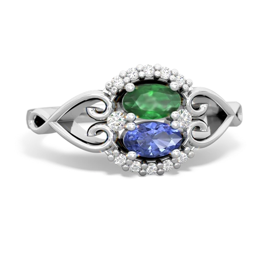 emerald-tanzanite antique keepsake ring