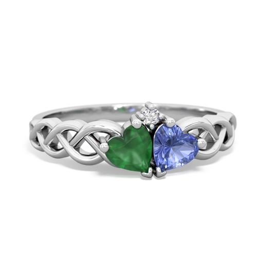emerald-tanzanite celtic braid ring