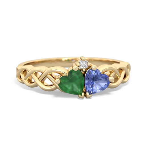 emerald-tanzanite celtic braid ring