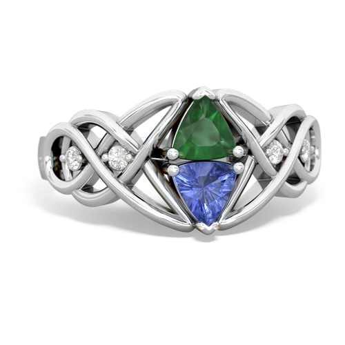 Emerald Genuine Emerald with Genuine Tanzanite Keepsake Celtic Knot ring Ring