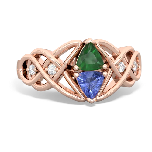 emerald-tanzanite celtic knot ring