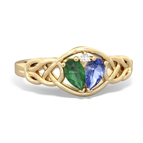 emerald-tanzanite celtic knot ring