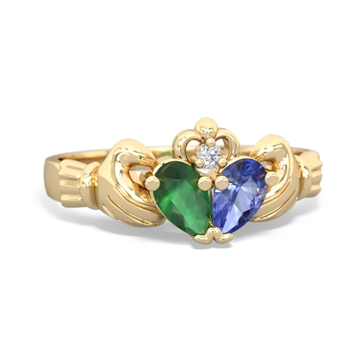 Emerald Genuine Emerald with Genuine Tanzanite Claddagh ring Ring