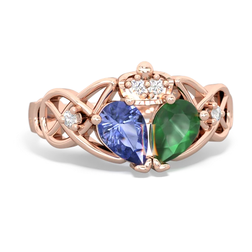 emerald-tanzanite claddagh ring