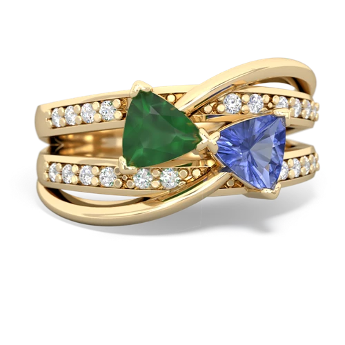 Emerald Genuine Emerald with Genuine Tanzanite Bowtie ring Ring