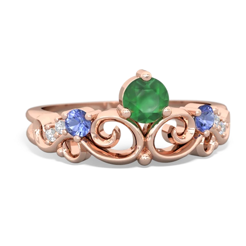 Emerald Genuine Emerald with Genuine Tanzanite and  Crown Keepsake ring Ring