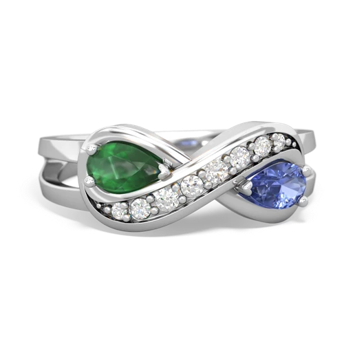 Emerald Genuine Emerald with Genuine Tanzanite Diamond Infinity ring Ring