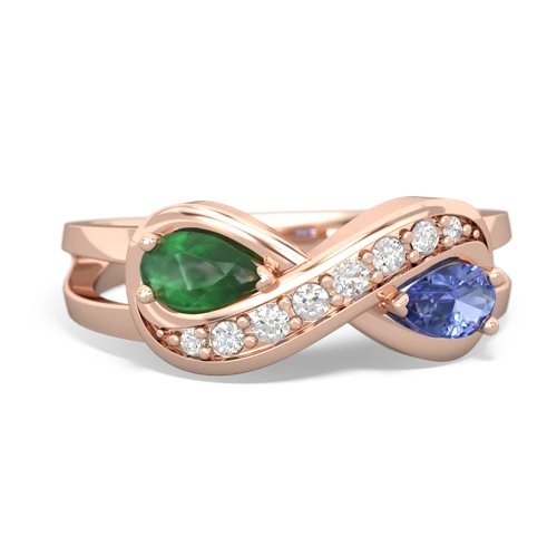 emerald-tanzanite diamond infinity ring
